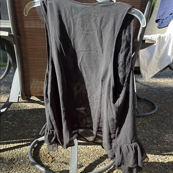 Cynthia Rowley Black Ruffle Robe Intimates - Picture 4 of 5